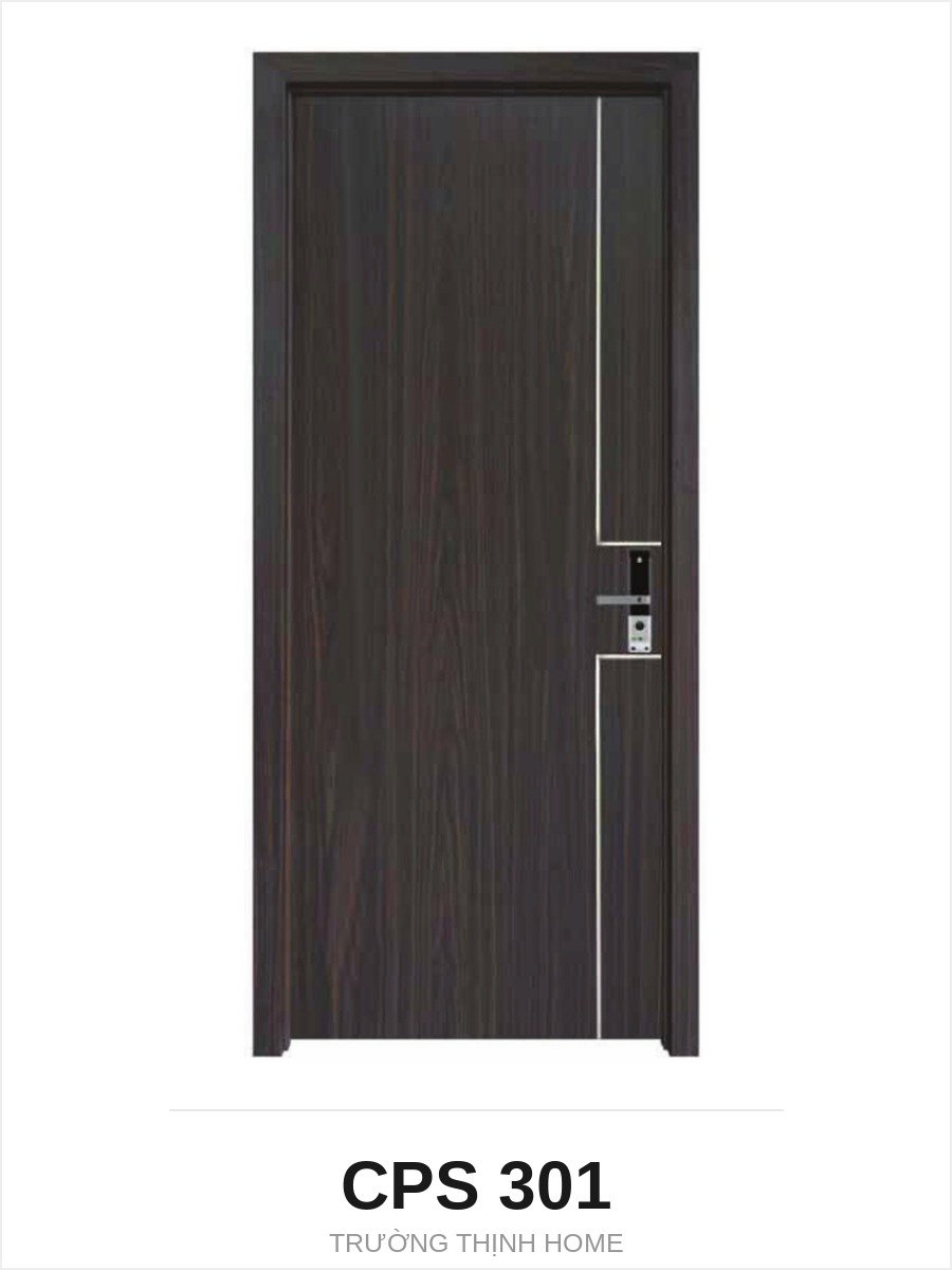 Cửa nhựa composite CPS 301 chỉ inox dọc dài màu K108