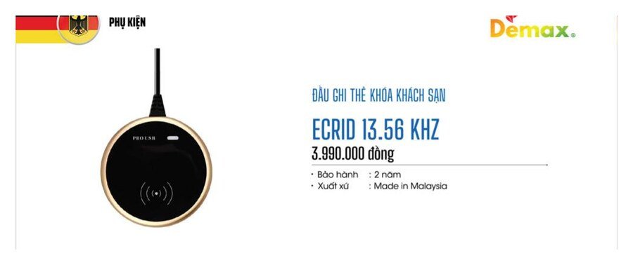Đầu ghi thẻ khóa khách sạn Demax ECRID 13.56KHz