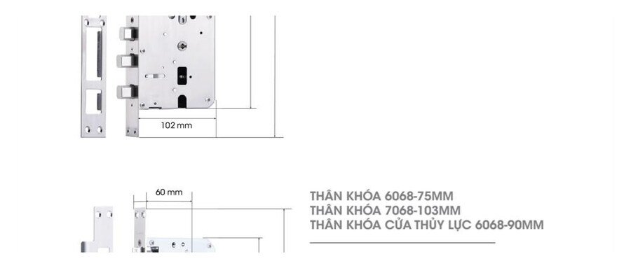 Thân khóa Demax 6068 (75/90/103mm)
