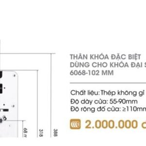Thân khóa Demax đại sảnh biệt thự 6068-102mm