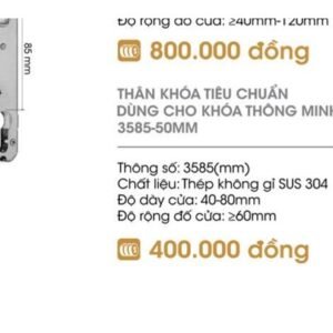 Thân khóa Demax tiêu chuẩn cửa nhôm 3585-50mm