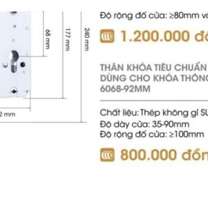 Thân khóa Demax tiêu chuẩn 6068-92mm