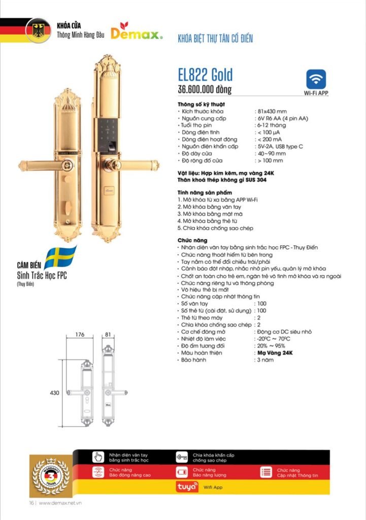 Khóa vân tay Demax EL822