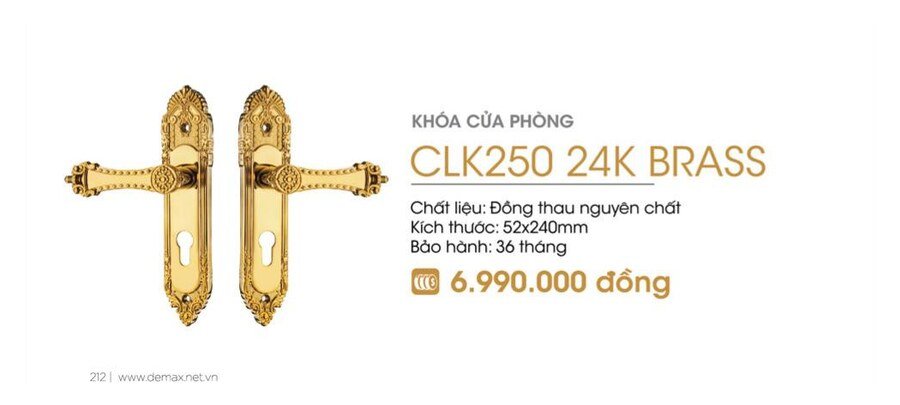 Khóa cơ Demax CLK250 24K Brass