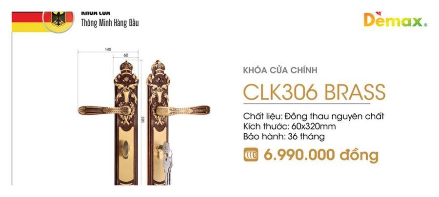 Khóa cơ Demax CLK306 Brass