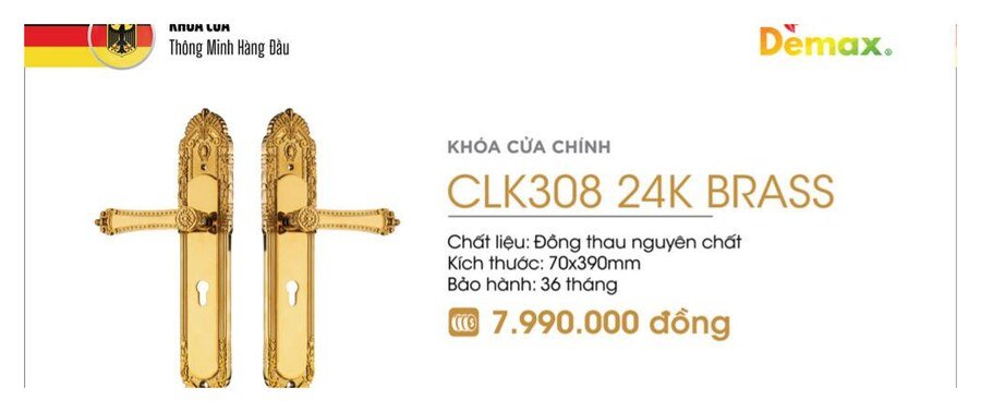 Khóa cơ Demax CLK308 24K Brass