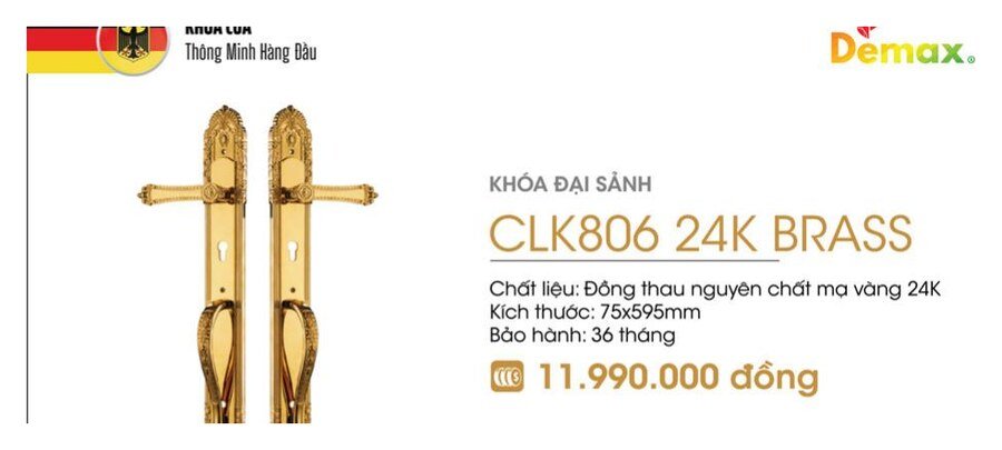 Khóa cơ Demax CLK806 24K Brass