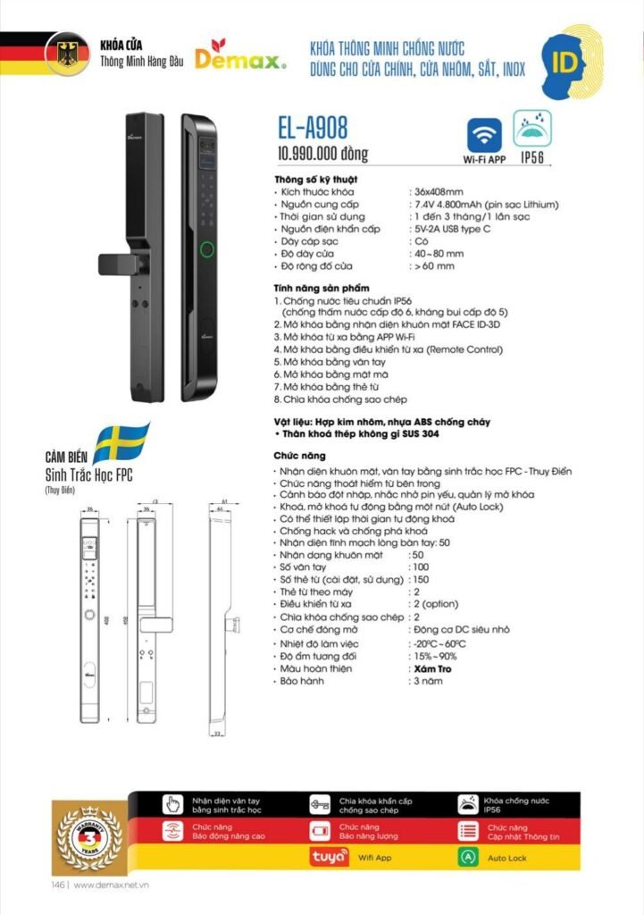 Khóa vân tay Demax EL-A908