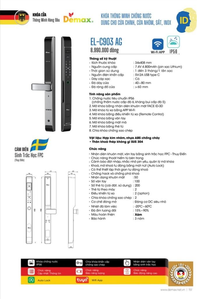 Khóa vân tay Demax EL-C903