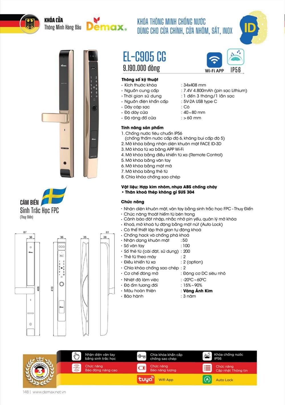 Khóa vân tay Demax EL-C905