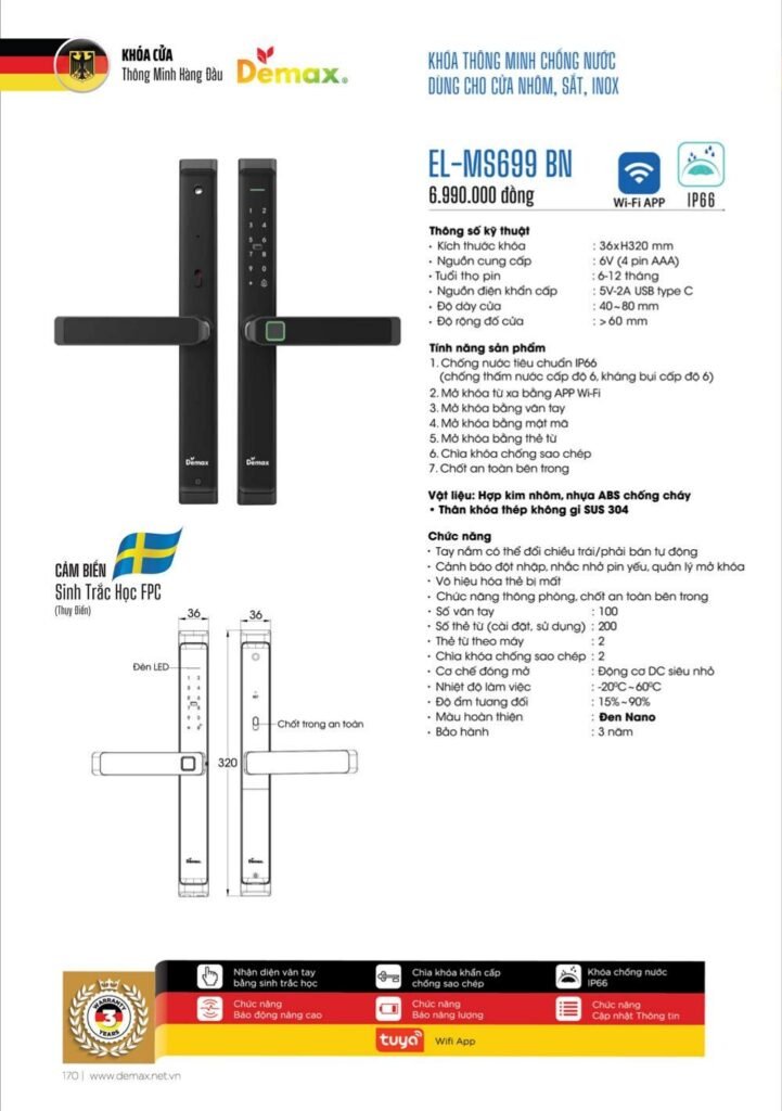 Khóa vân tay Demax EL-MS699