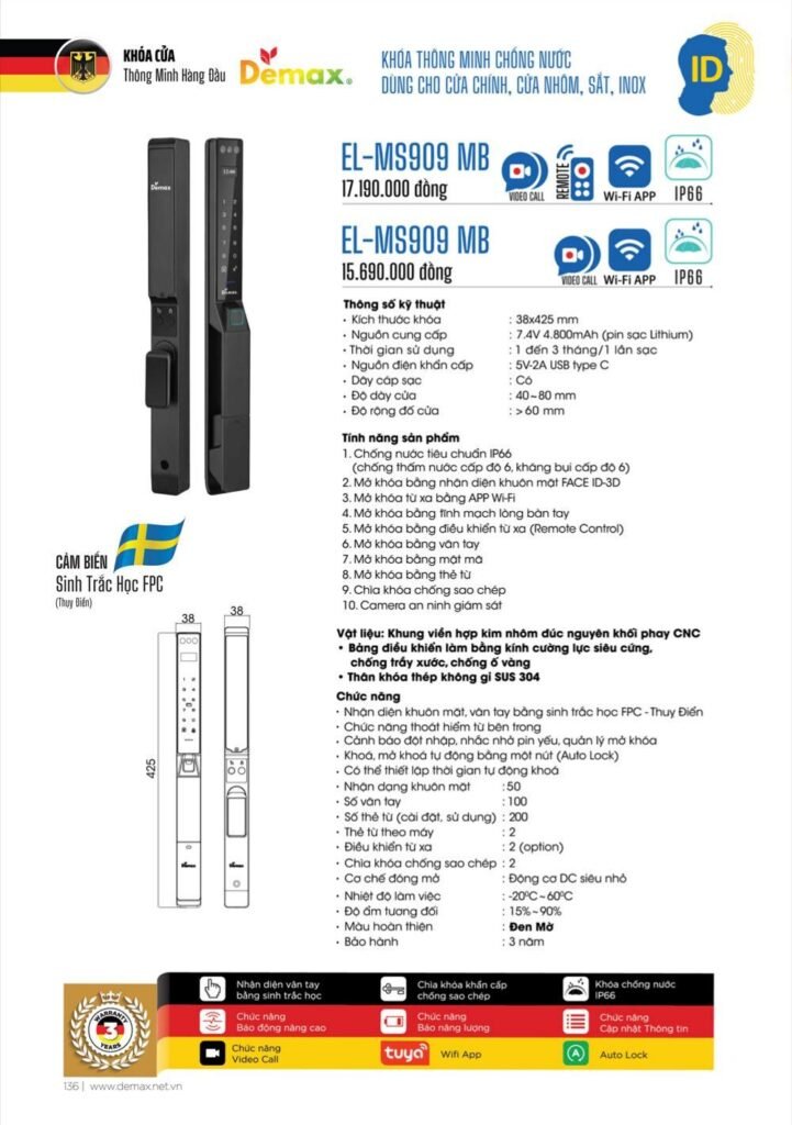 Khóa vân tay Demax EL-MS909