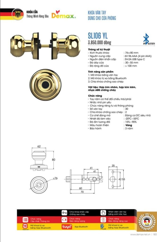 Khóa vân tay Demax SL106