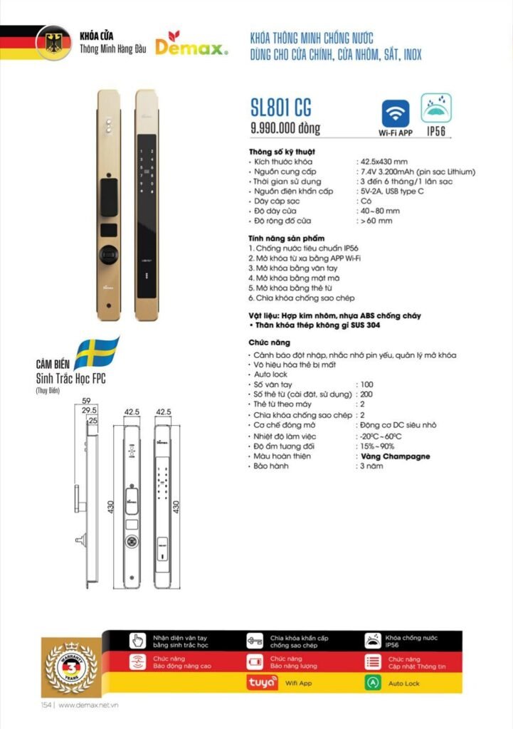 Khóa vân tay Demax SL801
