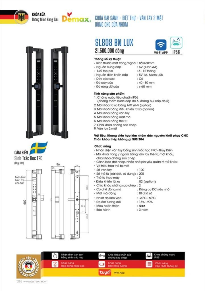 Khóa vân tay Demax SL808 LUX