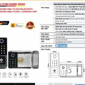 Khóa điện tử Hubert Cửa Cổng HB CC68 Dark Gray