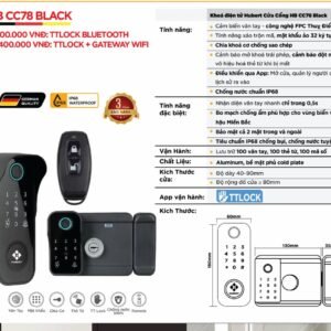 Khóa điện tử Hubert Cửa Cổng HB CC78 Black