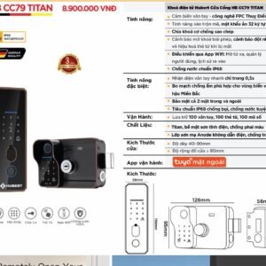 Khóa điện tử Hubert Cửa Cổng HB CC79 Titan