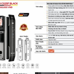 Khóa điện tử Hubert Cửa Gỗ HB CG25F Black