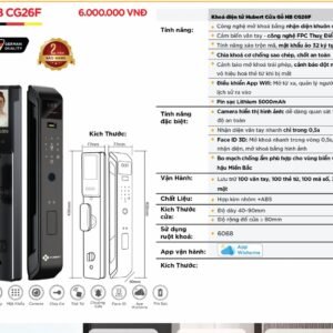 Khóa điện tử Hubert Cửa Gỗ HB CG26F