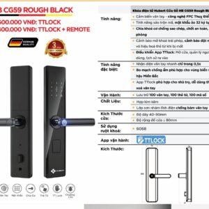 Khóa điện tử Hubert Cửa Gỗ HB CG59 Rough Black