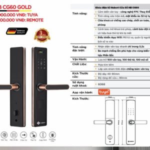 Khóa điện tử Hubert Cửa Gỗ HB CG60 Gold