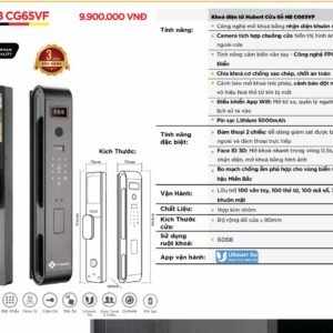 Khóa điện tử Hubert Cửa Gỗ HB CG65VF