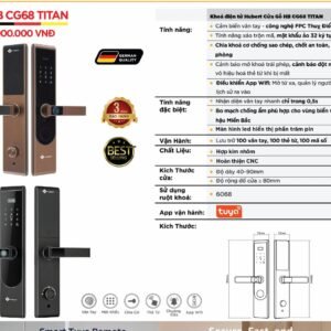 Khóa điện tử Hubert Cửa Gỗ HB CG68 Titan