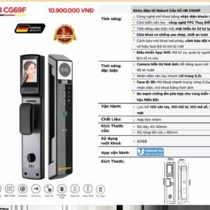 Khóa điện tử Hubert Cửa Gỗ HB CG69F