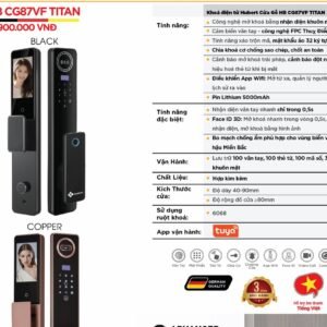 Khóa điện tử Hubert Cửa Gỗ HB CG87VF Titan