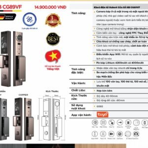 Khóa điện tử Hubert Cửa Gỗ HB CG89VF