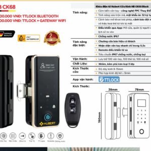 Khóa điện tử Hubert Cửa Kính HB CK68 Black