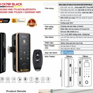 Khóa điện tử Hubert Cửa Kính HB CK79F Black
