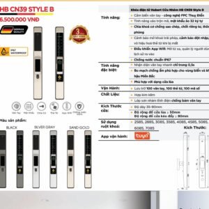 Khóa điện tử Hubert Cửa Nhôm (Cửa Lùa) HB CN39 Style B