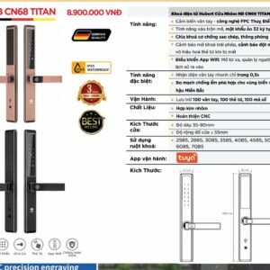 Khóa điện tử Hubert Cửa Nhôm HB CN68 Titan