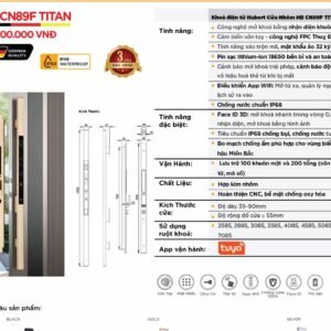 Khóa điện tử Hubert Cửa Nhôm HB CN89F Titan