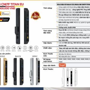 Khóa điện tử Hubert Cửa Nhôm HB CNI7F Titan EU