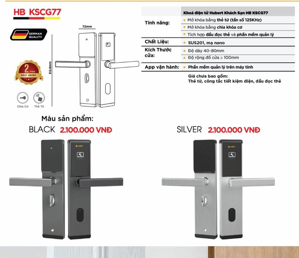Khóa điện tử Hubert Khách Sạn HB KSCG77