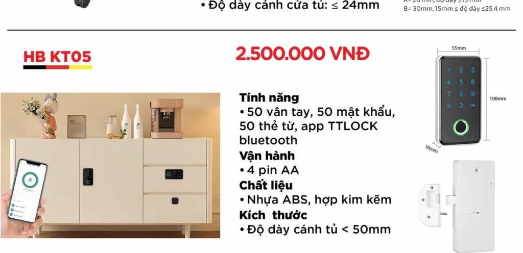 Khóa điện tử Hubert Khóa Tủ HB KT05