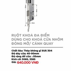 Ruột khóa đa điểm cửa nhôm (đóng mở/cánh quay)
