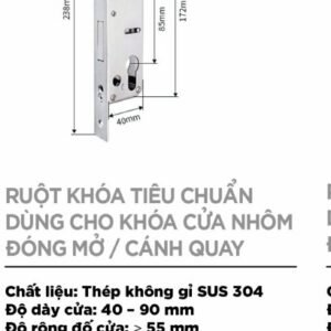 Ruột khóa tiêu chuẩn cửa nhôm (đóng mở/cánh quay)