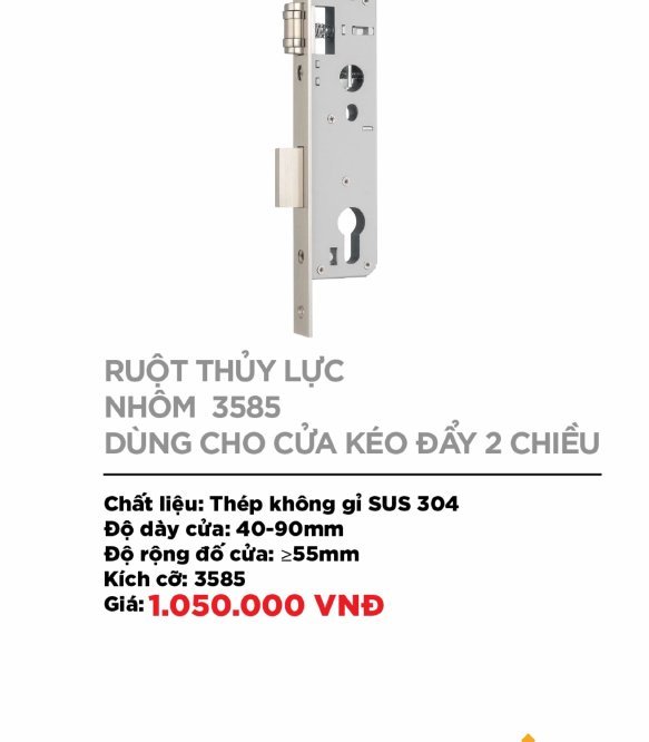Ruột thủy lực nhôm 3585 (cửa kéo đẩy 2 chiều)