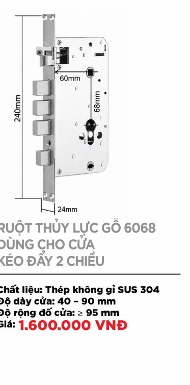 Ruột thủy lực gỗ 6068 (cửa kéo đẩy 2 chiều)