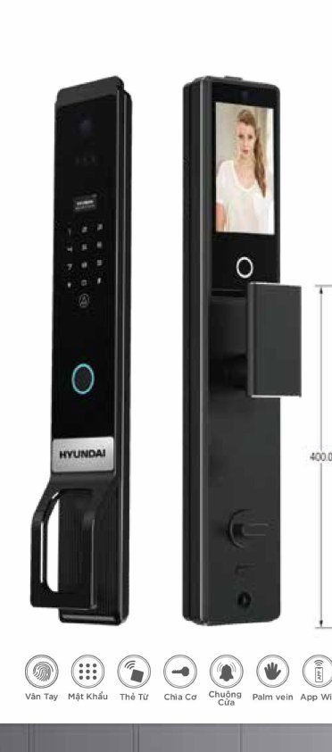 Khóa điện tử Hyundai Cửa Gỗ HY-SLA913F Black