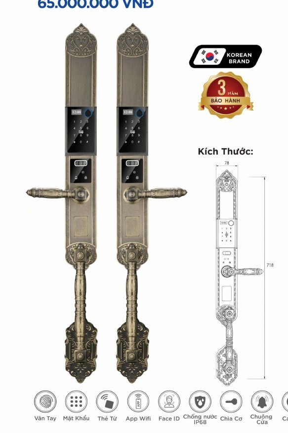Khóa điện tử Hyundai Đại Sảnh HY-SLC8820 Bronze